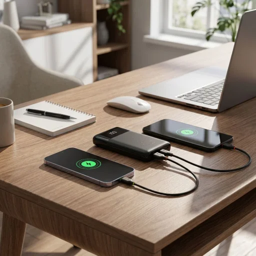 FORCELL F-ENERGY F10K6 10000 mAh powerbank so zabudovanými káblami USB-C a Lightning, čierna - 10