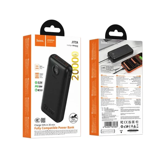 Hoco J172A 20000 mAh powerbanka 22,5 W + PD 20 W s LED displejom, biela - 6
