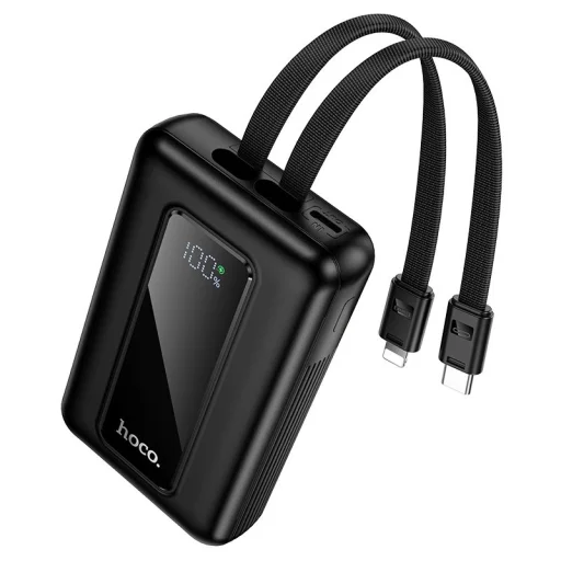Hoco J162 Full Power 10000 mAh powerbanka so vstavaným káblom USB-C a Lightning, čierna - 2