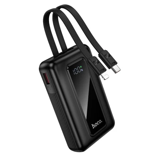 Hoco J162 Full Power 10000 mAh powerbanka so vstavaným káblom USB-C a Lightning, čierna - 1