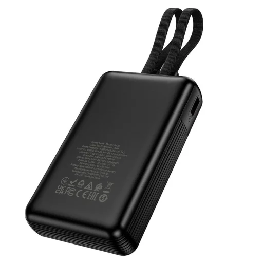 Powerbanka 20000 mAh QC PD 22,5W so zabudovanými káblami USB C + Lightning Hoco J162A čierna - 3