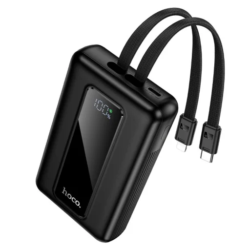 Powerbanka 20000 mAh QC PD 22,5W so zabudovanými káblami USB C + Lightning Hoco J162A čierna - 6