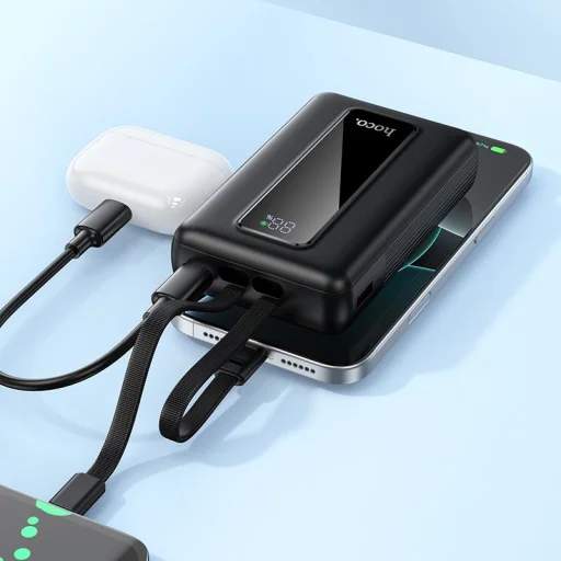 Powerbanka 20000 mAh QC PD 22,5W so zabudovanými káblami USB C + Lightning Hoco J162A čierna - 7