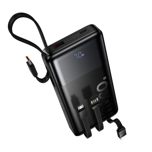 Hoco J156 Founder 10000 mAh powerbanka so zabudovanými káblami, čierna - 2