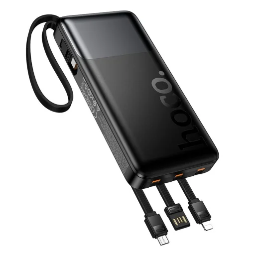 Hoco J156 Founder 10000 mAh powerbanka so zabudovanými káblami, čierna - 3