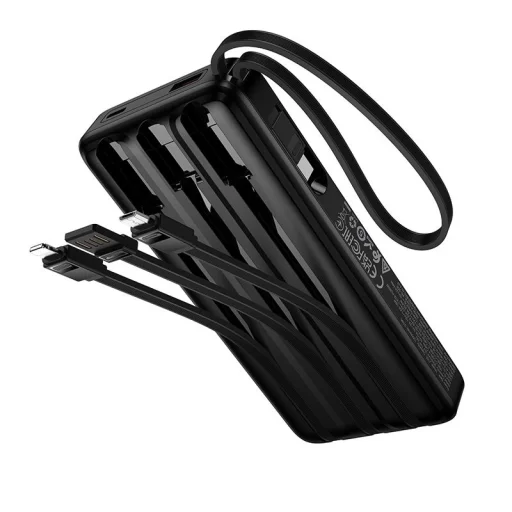 Hoco J156 Founder 10000 mAh powerbanka so zabudovanými káblami, čierna - 6