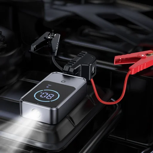 Hoco QS7 Source 10000 mAh štartovacia externá batéria, metalická sivá powerbanka - 7