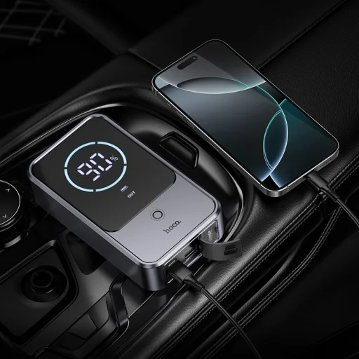 Hoco QS7 Source 10000 mAh štartovacia externá batéria, metalická sivá powerbanka - 8