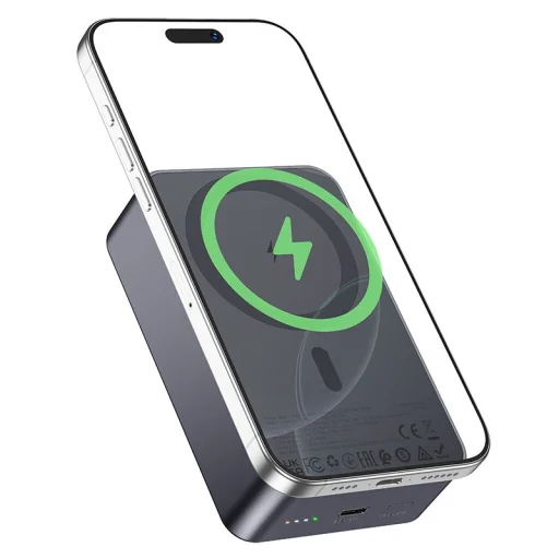 Hoco J160B MagSafe kompatibilná bezdrôtová externá batéria 20000 mAh 20 W, metalická sivá powerbanka - 2