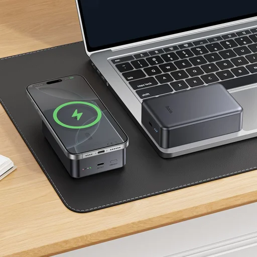 Hoco J160B MagSafe kompatibilná bezdrôtová externá batéria 20000 mAh 20 W, metalická sivá powerbanka - 7