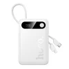 Hoco J171 Edge 10000 mAh-s gyorstöltő külső akkumulátor beépített USB-C és Lightning kábellel, fehér powerbank thumbnail