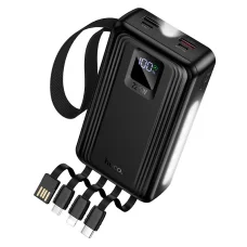 Hoco J173 Jingyao 20000 mAh 22,5 W externá batéria so vstavanými káblami, čierna powerbanka
