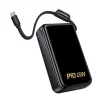 Hoco Q54 Shine 20000 mAh-es 45 W-os PD/QC külső akkumulátor beépített USB-C kábellel, fémes szürke powerbank thumbnail