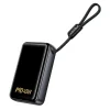 Hoco Q54 Shine 20000 mAh-es 45 W-os PD/QC külső akkumulátor beépített USB-C kábellel, fémes szürke powerbank thumbnail