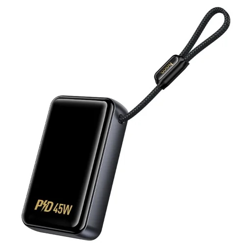 Hoco Q54 Shine 20000 mAh 45W PD/QC externá batéria so zabudovaným USB-C káblom, metalická sivá powerbanka - 4