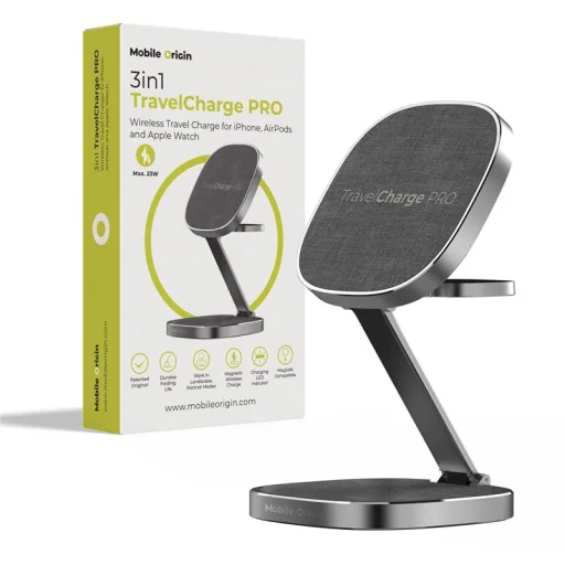 Mobile Origin TravelCharge PRO sivá magnetická bezdrôtová nabíjačka - 1