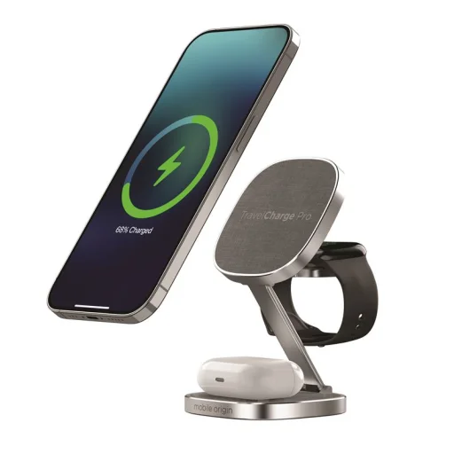 Mobile Origin TravelCharge PRO strieborná skladacia magnetická nabíjačka - 2