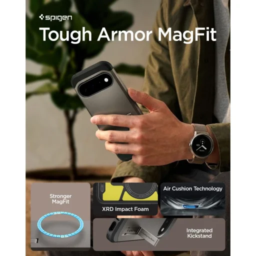 Sivé puzdro Spigen Tough Armor Mag MagSafe na Google Pixel 11 - 10