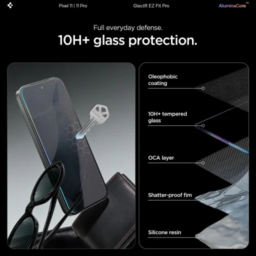 Google Pixel 11 / 11 Pro priehľadné tvrdené sklo Spigen Glas.tR EZ Fit Pro AC na displej, 2 ks - 8