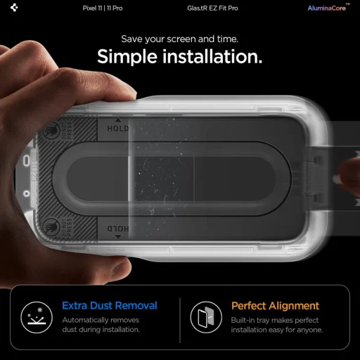 Google Pixel 11 / 11 Pro priehľadné tvrdené sklo Spigen Glas.tR EZ Fit Pro AC na displej, 2 ks - 10