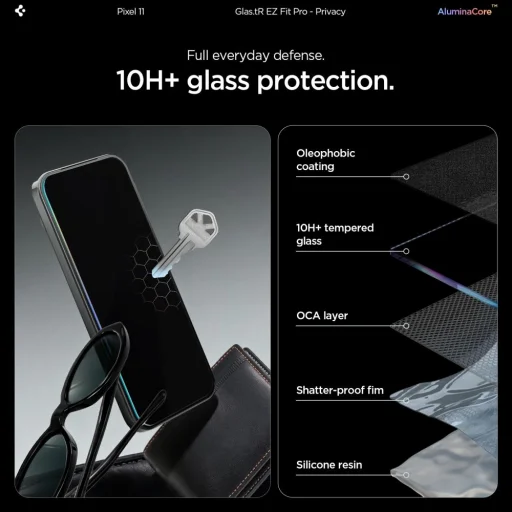 Google Pixel 10 / 11 Spigen Glas.tR EZ Fit Pro AC privacy tvrdené sklo, 2 ks - 8