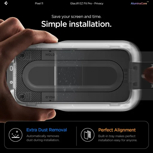 Google Pixel 10 / 11 Spigen Glas.tR EZ Fit Pro AC privacy tvrdené sklo, 2 ks - 10