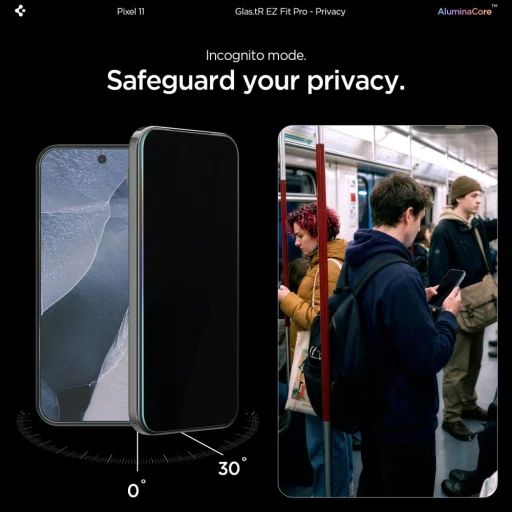 Google Pixel 10 / 11 Spigen Glas.tR EZ Fit Pro AC privacy tvrdené sklo, 2 ks - 11