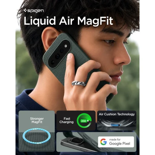 Google Pixel 11 Pro XL tmavozelené puzdro Spigen Liquid Air Mag MagSafe - 7