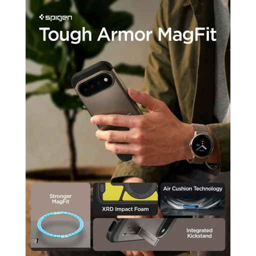 Puzdro Spigen Tough Armor Mag MagSafe pre Google Pixel 11 Pro Gunmetal - 9