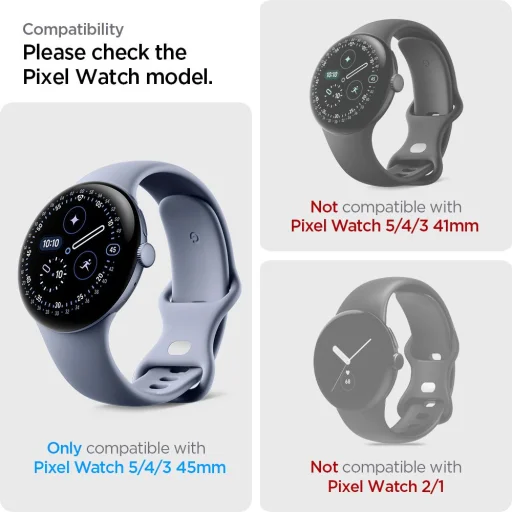 Google Pixel Watch 3 / 4 / 5 (45 mm) priehľadná hydrogélová ochranná fólia na displej Spigen Elite Shield EZ Fit, 2 ks - 5
