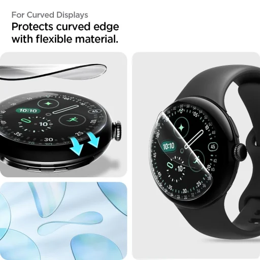 Google Pixel Watch 3 / 4 / 5 (41 mm) priehľadná hydrogélová ochranná fólia na displej Spigen Elite Shield EZ Fit 2 ks - 8