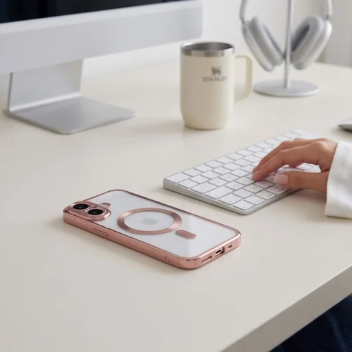 iPhone 17 Shiny Rose Gold Tech-protect Magflex MagSafe puzdro - 5