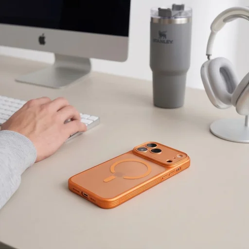 iPhone 17 Pro / 18 Pro matné kozmické oranžové puzdro Tech-Protect MagPrime MagSafe CC - 8