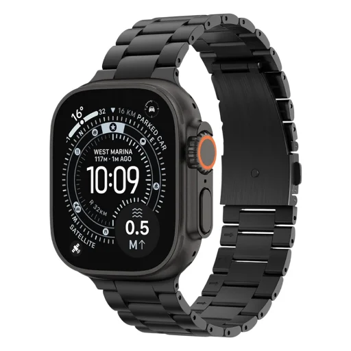 Apple Watch 4/5/6/7/8/9/10/SE/SE 2/Ultra/Ultra 2/Ultra 3 (42/44/45/46/49 mm) titánová čierna Spigen Modern Fit (AMP11577) - 1