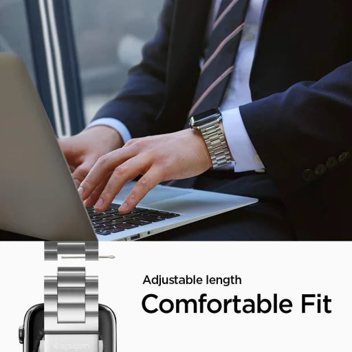 Apple Watch 4/5/6/7/8/9/10/SE/SE 2/Ultra/Ultra 2/Ultra 3 (42/44/45/46/49 mm) titánová čierna Spigen Modern Fit (AMP11577) - 11