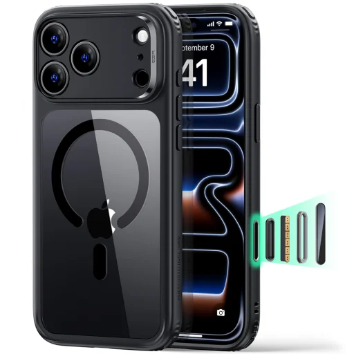 iPhone 18 Pro / iPhone 17 Pro priehľadné čierne puzdro ESR Classic Hybrid HaloLock - 1