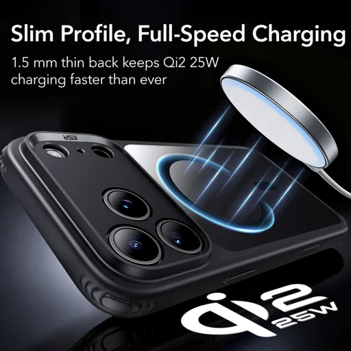 iPhone 18 Pro / iPhone 17 Pro priehľadné čierne puzdro ESR Classic Hybrid HaloLock - 4