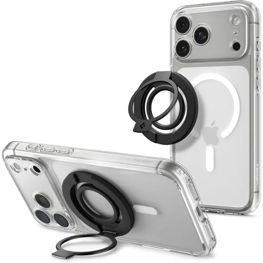 Spigen Phone Ring Dual Pop MagSafe S prsteňový držiak na mobil s flexibilným pútkom na prst, čierny (AMP11735) - 1