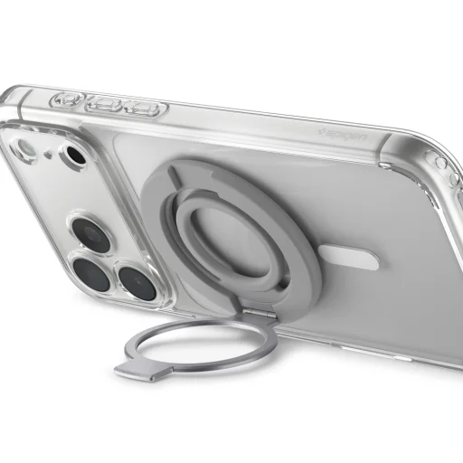 Spigen - Phone Ring Dual Pop MagSafe S (AMP11736) - s flexibilným pútkom na prst, duálny magnetický, silikónový - sivý - 2