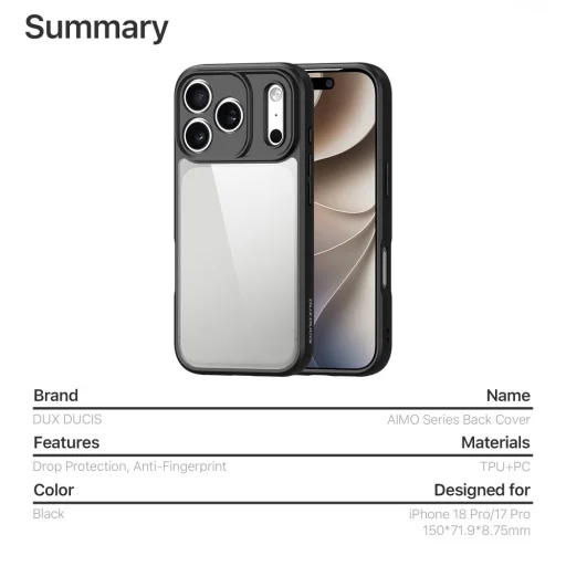 iPhone 17 Pro / 18 Pro čierne puzdro DUX DUCIS AIMO Mag - 10