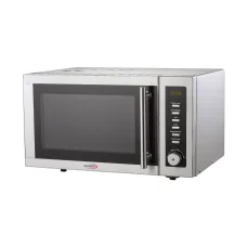 HAUSER MW-825 mikrovlnná rúra s funkciou grilu, 900 W, 25 litrov, digitálna, 9 programov, 11 stupňov, inox/sivá farba