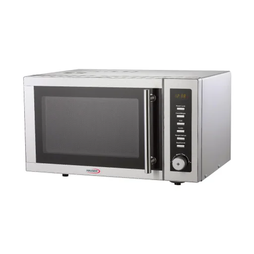 HAUSER MW-825 mikrovlnná rúra s funkciou grilu, 900 W, 25 litrov, digitálna, 9 programov, 11 stupňov, inox/sivá farba - 1