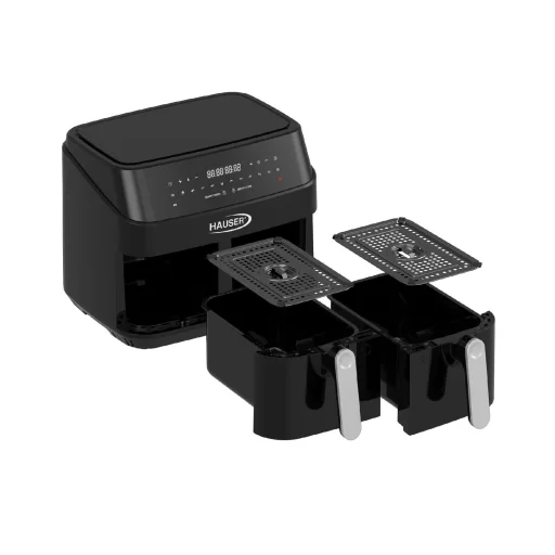 HAUSER AF-2450 air fryer, teplovzdušná fritéza, max. 1750 W, kapacita 2 x 4,5 litra, max. 200 ℃, digitálny displej, časovač, čierna farba - 2