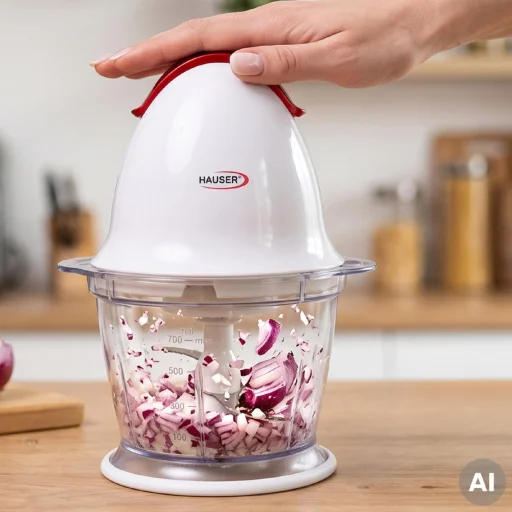 HAUSER C-11 sekáčik, 200 W, 600 ml, plastová nádoba, biela farba - 2