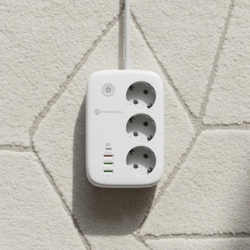 Forcell F-Energy VT-PS03 inteligentná predlžovačka s 3 zásuvkami, USB-C a 3 portmi USB-A, biela Tuya, SmartLife - 6