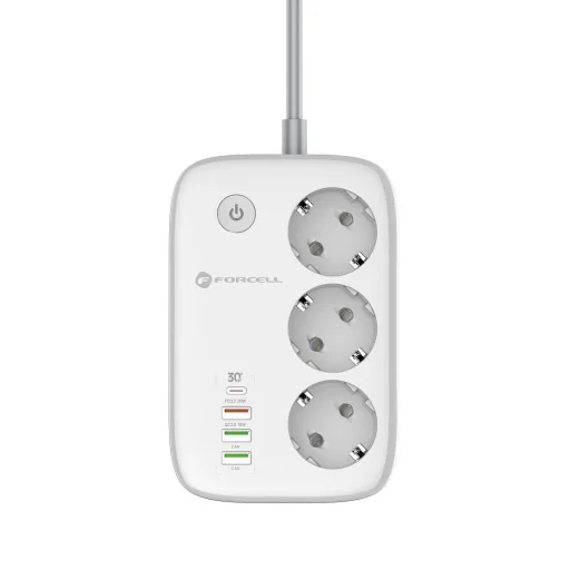 Forcell F-Energy VT-PS03 inteligentná predlžovačka s 3 zásuvkami, USB-C a 3 portmi USB-A, biela Tuya, SmartLife - 2