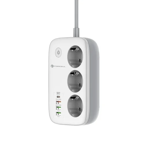Forcell F-Energy VT-PS03 inteligentná predlžovačka s 3 zásuvkami, USB-C a 3 portmi USB-A, biela Tuya, SmartLife - 3