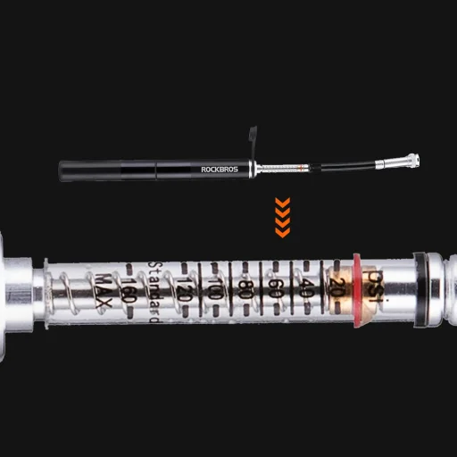 Rockbros JG-PB-004 ľahká cyklopumpa s manometrom, čierna - 5