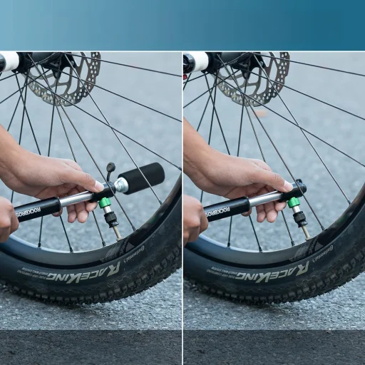 Rockbros HQ-75D-CO2 ručná a CO2 pumpa na bicykel, čierna - 3