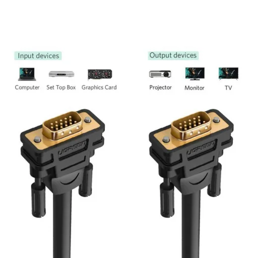 VGA Cable UGREEN VG101 (11633), Black  - 4